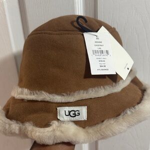 UGG Chestnut Hat with Cream Fur Trim